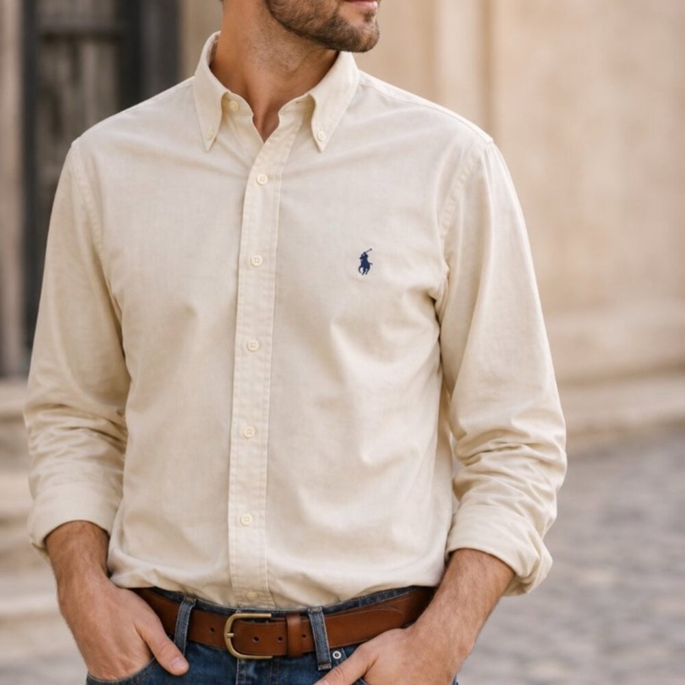 Ralph Lauren Men’s Vintage Cotton Corduroy Button Front Pony Logo Shirt Sz Large